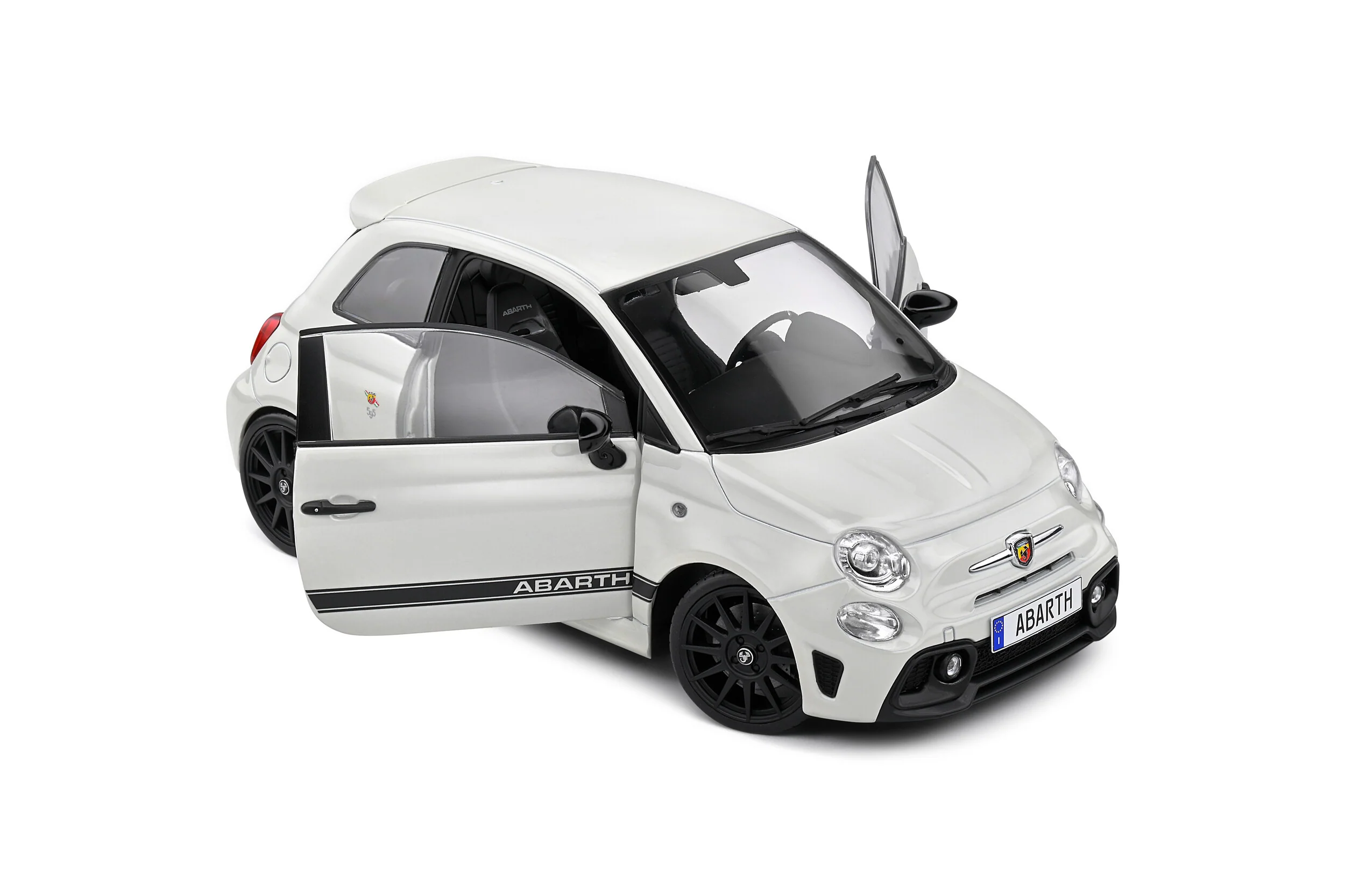 Solido 2022 Fiat 695 (500) Abarth White w/ Black Stripe 1:18 - Image 8