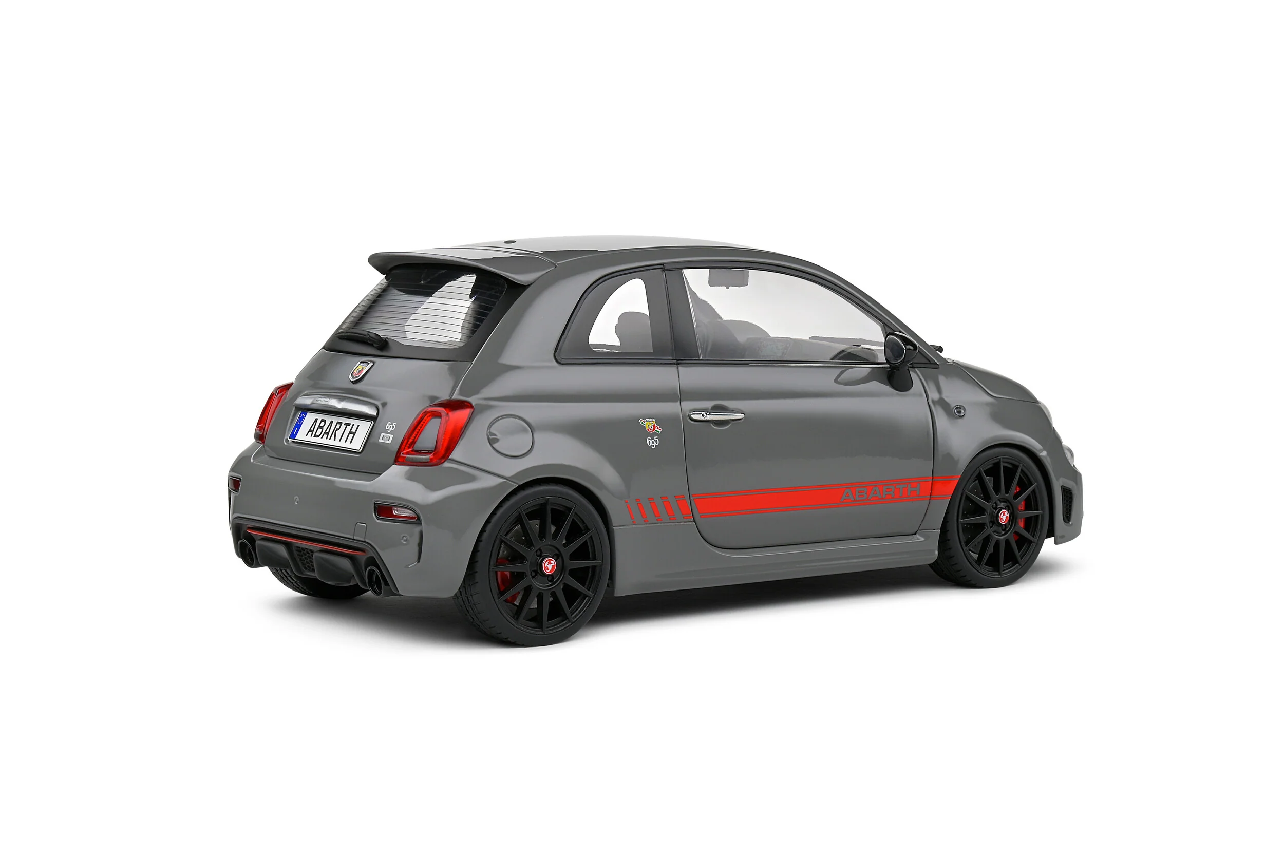 Solido 2022 Fiat 695 (500) Abarth XSR Edition Yamaha Record Grey w/ Red Stripe 1:18 - Image 4