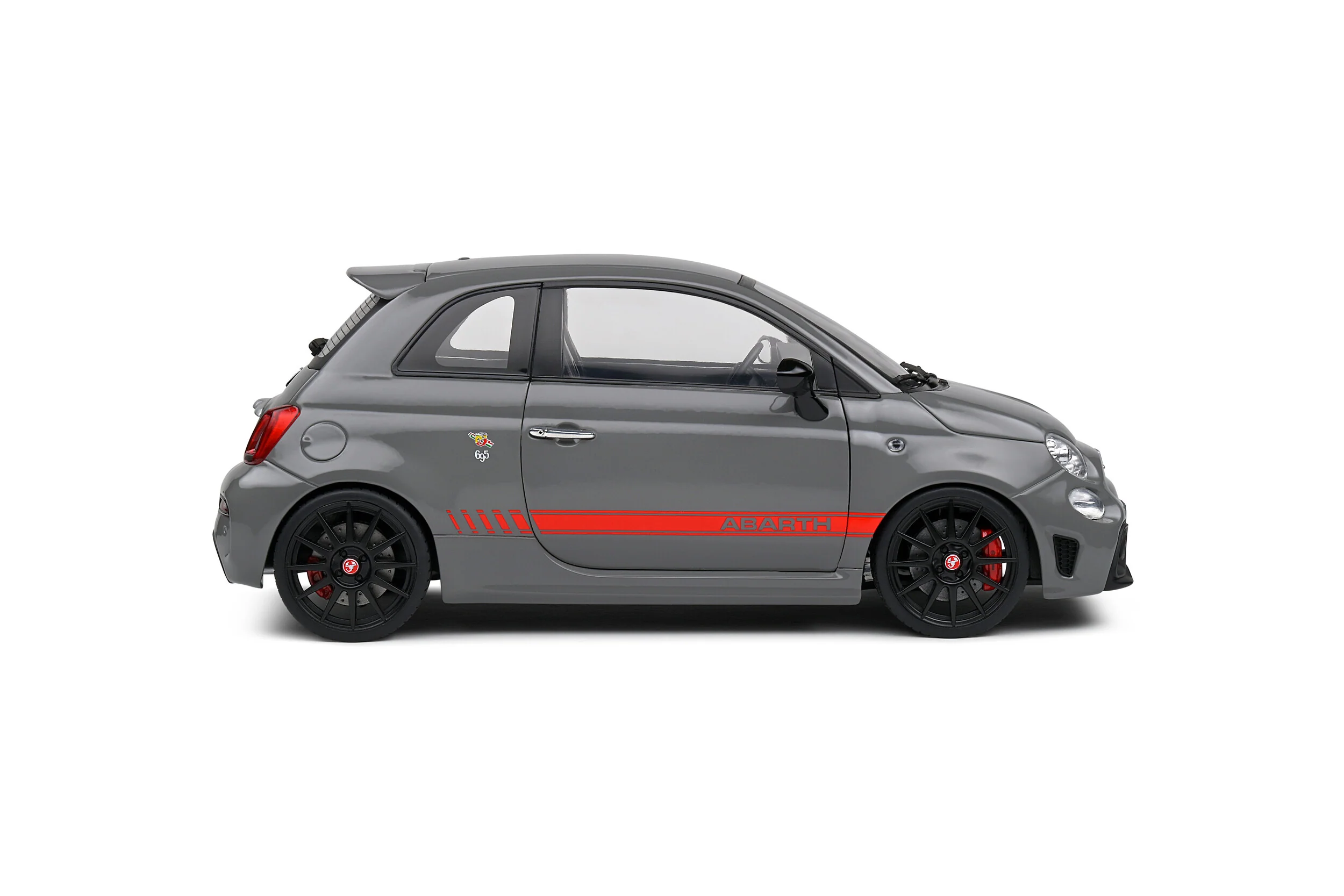 Solido 2022 Fiat 695 (500) Abarth XSR Edition Yamaha Record Grey w/ Red Stripe 1:18 - Image 5