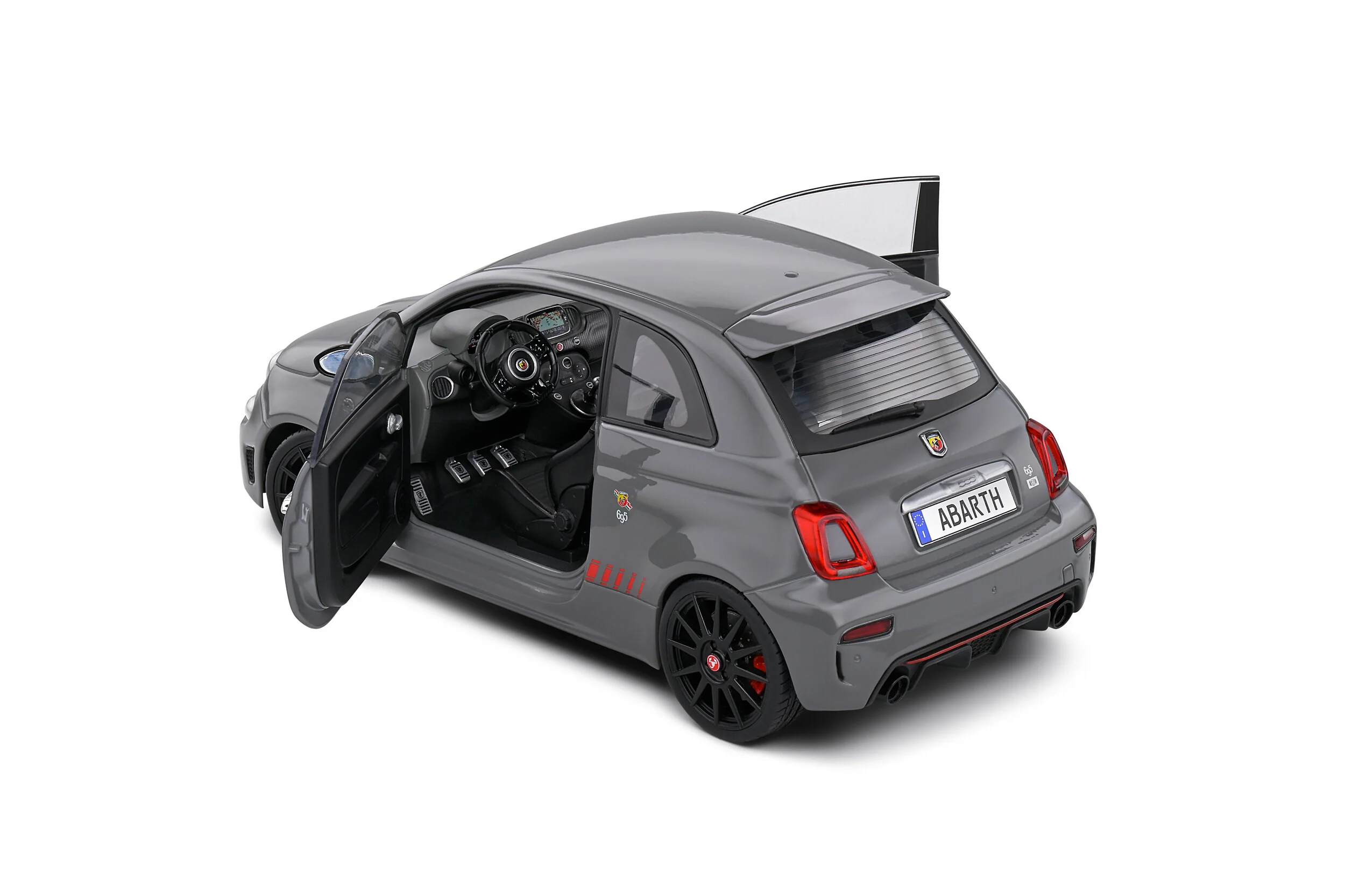 Solido 2022 Fiat 695 (500) Abarth XSR Edition Yamaha Record Grey w/ Red Stripe 1:18 - Image 7