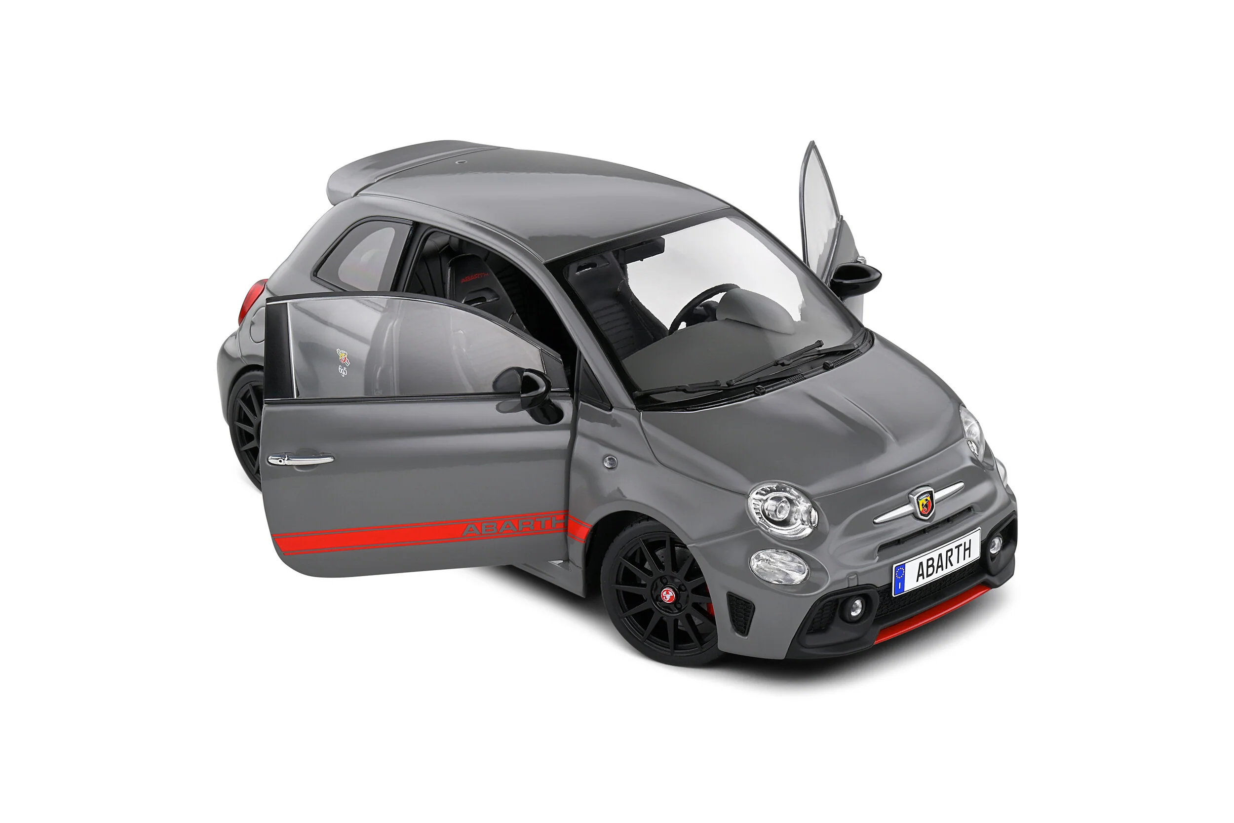 Solido 2022 Fiat 695 (500) Abarth XSR Edition Yamaha Record Grey w/ Red Stripe 1:18 - Image 8