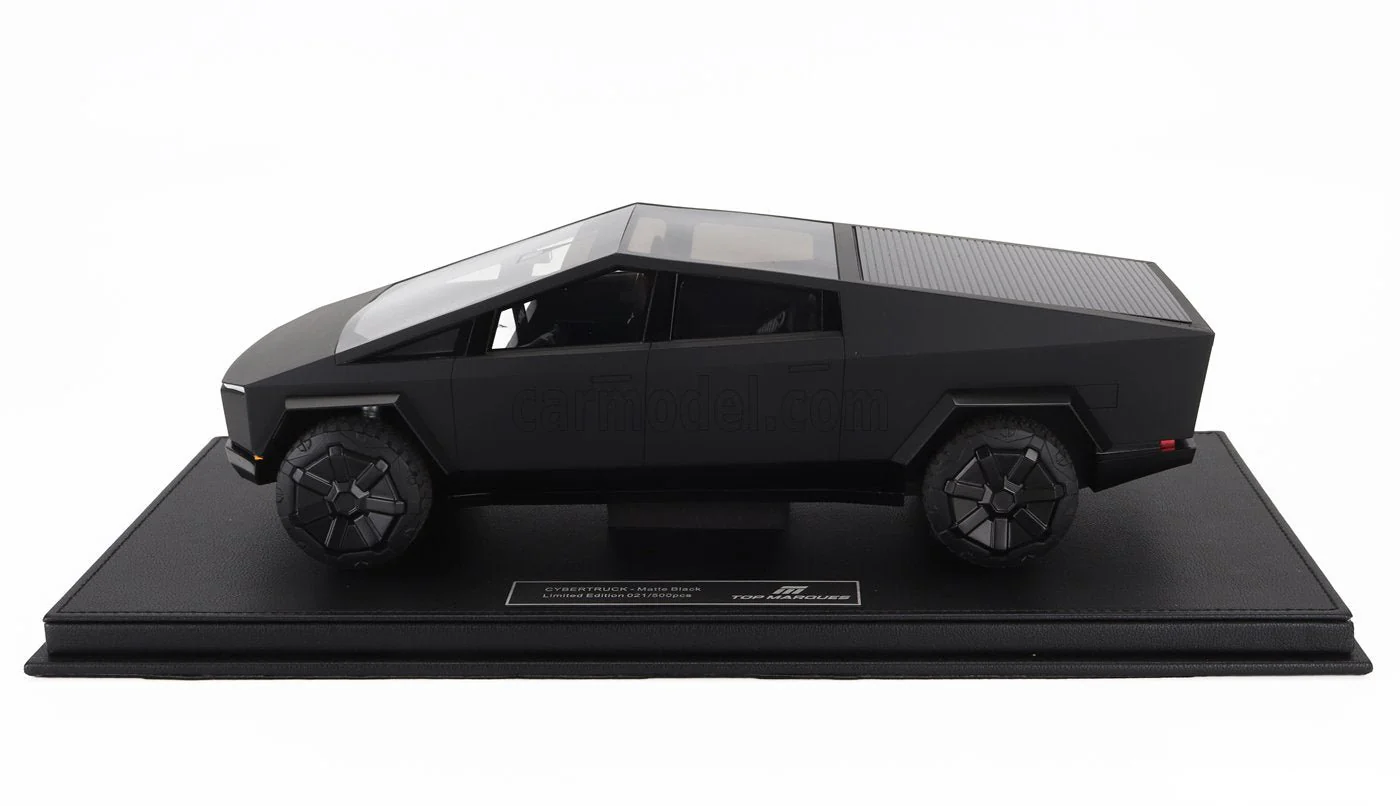 Top Marques Tesla Cybertruck Matte Black 1:18 Scale Model WITH DISPLAY CASE - Image 3