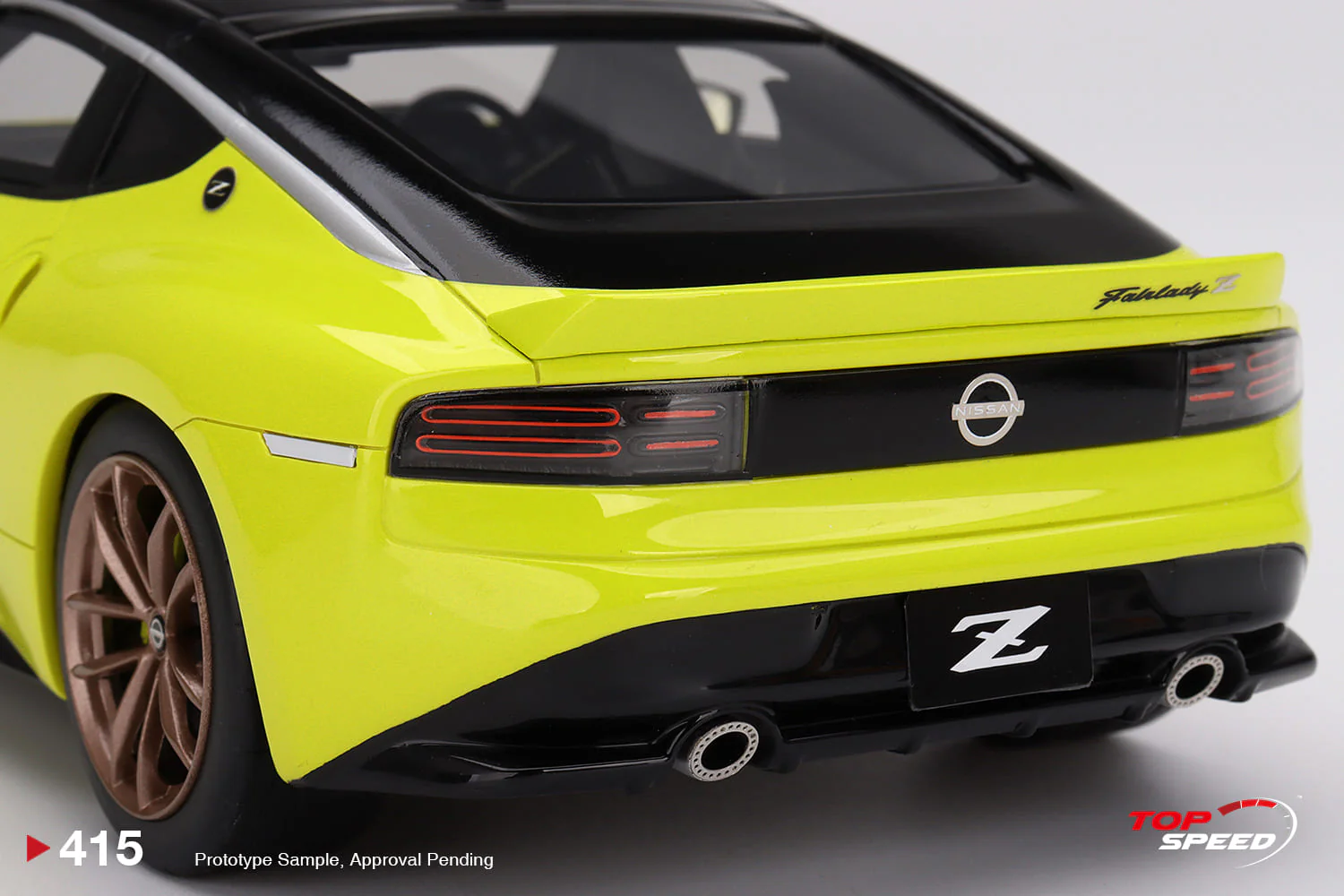 Topspeed 1:18 Nissan Fairlady Z Proto Spec 2023 Ikazuchi Yellow RHD - Image 6